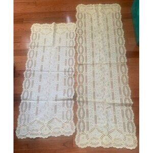 Vintage Cutwork Embroidered Lace Table Runners Set - 14"x44" & 14"x32" Elegance